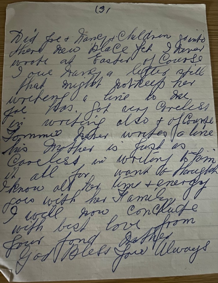 Letter from Mother to Mary Anne - page 3 of 3 - 13 Apr 1961