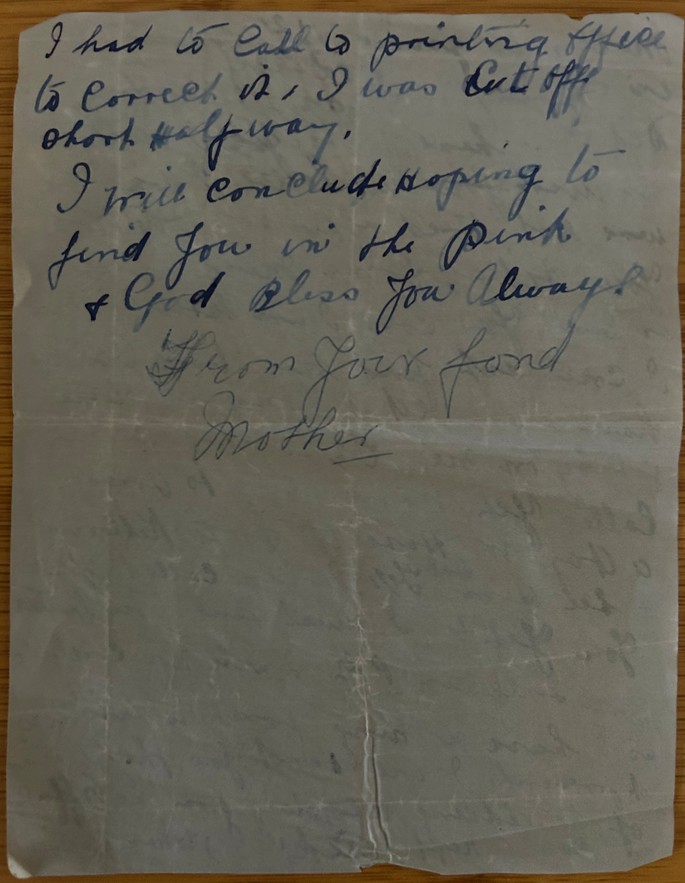 Letter from Mother to Mary Anne - page 3 of 3 - 4 Jul 1955