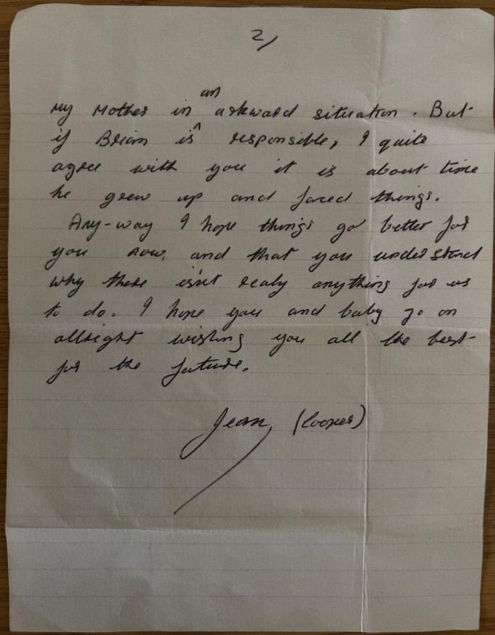 Letter from Jean to Marian - page 2 of 2 - 30 Aug 1966